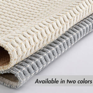 Alfombra de baño minimalista de microfibra de color sólido, rectangular, absorbente, con borde de borlas, para usar en la puerta del baño - Product Image 3