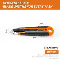 Couteau utilitaire de sécurité robuste avec lame à ressort de 18 mm 60 #   Lame en acier au carbone avec poignée ABS TPR pour la construction industrielle et le bricolage