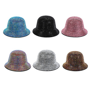 Chapeau de pêcheur pour <span class=keywords><strong>femme</strong></span>, haut de gamme, entièrement orné de strass en cristal coloré et de diamants brillants, style Go Party, pour spectacle - Product Image 2