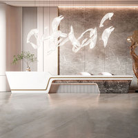 Bureau de réception moderne en bois massif Yimutang, style luxe léger, réglable, pour bureaux, hôtels, salons de beauté, espaces commerciaux, personnalisable