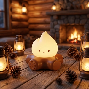Petit foyer lumineux USB à <span class=keywords><strong>LED</strong></span>, ambiance nostalgique moderne, lumière blanche chaude, contrôle tactile, batterie incluse, silicone, pour la maison, la nuit - Product Image 1
