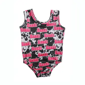 Hot Sale Custom Newborn Baby Boutique Kids Girls Romper Western Pattern Jumpsuit Pajamas Sleepwear With Fringe