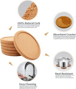 Offre Spéciale Sous-verres ronds en liège et caoutchouc pour bouteilles de vin et verres à boire - Product Image 4