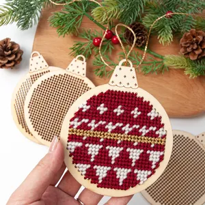 Christmas Macrame Hanging for Beginners Christmas Tree Decor DIY Embroidery Circle Board 6 PCS with Yarn Set