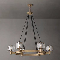 Lustre rond en cristal de 48 pouces, style américain moderne, pour salle à manger, salon, bar, LED, laiton, cristal K9, lustre de luxe