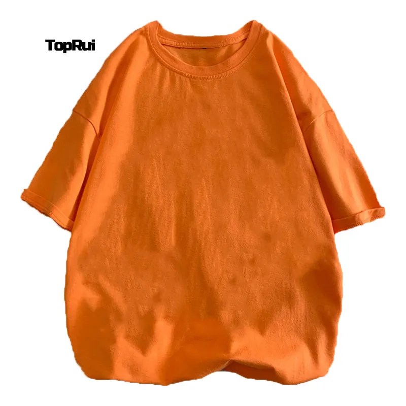 खेल सेट टीस शॉर्ट्स मोटी कपास थोक थोक सस्ते नारंगी ड्रॉप कंधे शैली कस्टम लोगो टी शर्ट्स