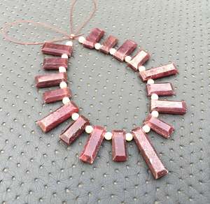 Piedras preciosas de rubí Natural, 17 piezas, facetadas, forma rectangular, cuentas de Briolette, fabricación de joyería de piedra de nacimiento de julio - Product Image 5