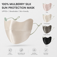 Masque solaire en soie de mûrier Meiyang RS059 UPF 50+ Protection UV pour femme, idéal pour les voyages en extérieur, respirant et léger pour l'été