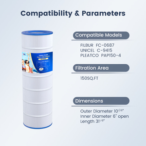 Cartucho de Filtro Grande para <span class=keywords><strong>Piscina</strong></span>, Compatible con CC150 PAP150 C-9415 R173216 FC-0687, Filtro de <span class=keywords><strong>Piscina</strong></span> Plegado - Product Image 2