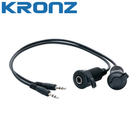 KRONZ Plaque murale étanche et anti-poussière 3,5 mm TRS Stéréo avec fixation par vis filetée, câble audio mâle-femelle encastré 400 mm