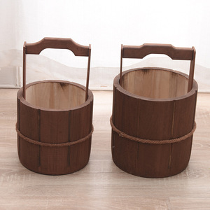 Cubo de madera redondo hecho a mano para accesorios del Día del Niño, para fotomatón - Product Image 1