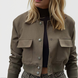 ผู้หญิงเสื้อแจ็คเก็ตแฟชั่นพร้อมกระเป๋าแจ็คเก็ตเสื้อแขน<span class=keywords><strong>ยาว</strong></span>ลําลองเก๋ปุ่มหญิงเสื้อแจ็คเก็ต - Product Image 1