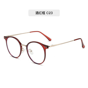 Montures de lunettes rondes vert olive C16 à monture complète en TR90, anti-lumière bleue, unisexe, légères - Product Image 3