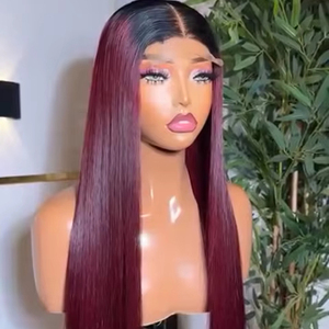 วิกผมบ๊อบยาวแบบโปร่งใส 26 นิ้ว สี 1B/99J  ทำจากผมเวียดนามแท้ ความหนาแน่น 250%  แบบ Double Drawn  พร้อมเชือกผูกด้านหน้าแบบ 5x5 - Product Image 1