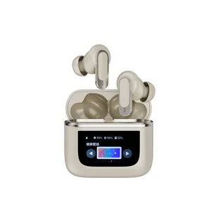 2024 kualitas terbaik buds nirkabel earphone spektrum biru headphone tahan debu earphone olahraga dengan kontrol sentuh led V8