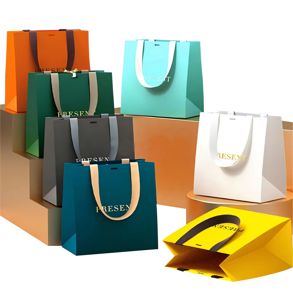 Wenzhou Custom Matt Lamination Luxury White Paper Shopping Bag Small Rose Gold Foil Logo Jewelry Gift Bags With Ribbon Bow Tie