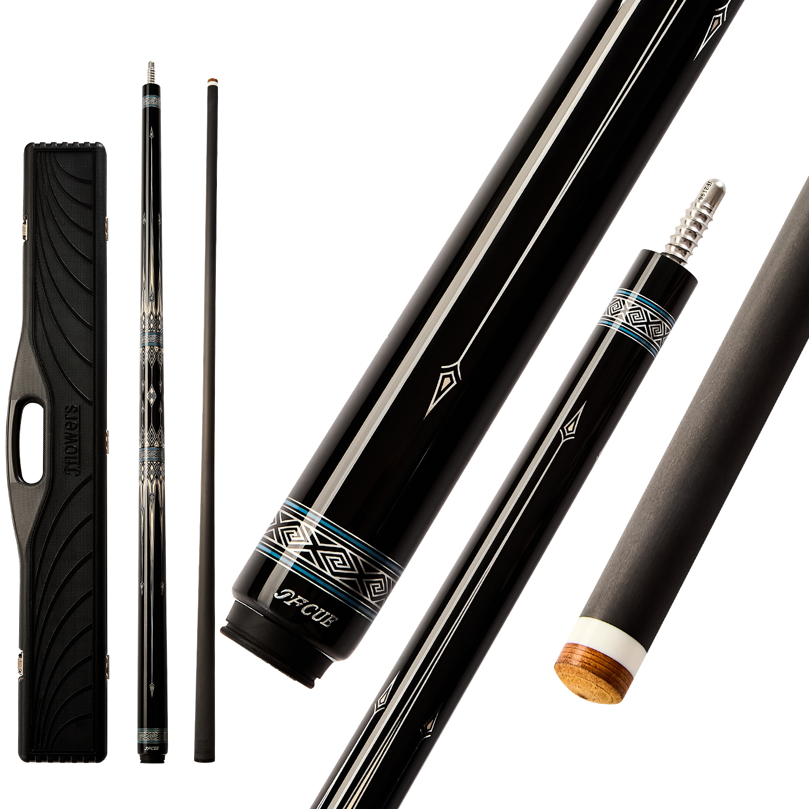 JFLOWERS JF10-23F Carbon Fiber Billiard Pool Cue Stick, 12.5mm Tip