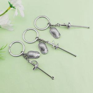 Porte-clés pendentif en métal 3D créatif, sabre de fleur lourd, cadeau commémoratif de compétition d'escrime - Product Image 3