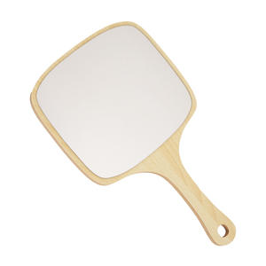 Cermin tangan bambu alami dengan pegangan cermin genggam lucu untuk mencukur hadiah promosi perjalanan portabel satu sisi - Product Image 1