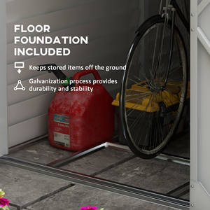 โรงเก็บของกลางแจ้ง Outsunny ขนาด 4.6' x 9' โครงเหล็ก, โรงเก็บของแบบพิงผนัง, บ้านเก็บเครื่องมือโลหะ - Product Image 2