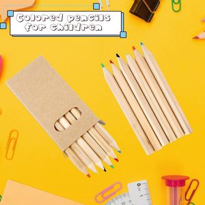 ดินสอสีขนาดเล็ก6ชิ้นกล่องกระดาษคราฟท์ออกแบบได้ตามต้องการขนาด3.5นิ้วดินสอสีสำหรับวาดภาพในห้องเรียน - Product Image 4