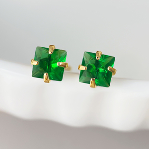 Wholesale Fashion CZ Earrings Jewelry 18K Gold Plated Princess Cubic Zirconia Trendy Studs Earrings for Women - Product Image 5