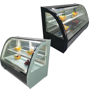 0.9M Curved Front Tempered Glass Chocolate Cake Display Freezer Showcase Stainless Steel Cake Display Cabinet with Sliding Door - Product Image 4