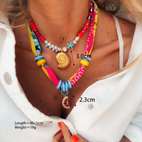 Dubbellaags Kraal Handgemaakte Ketting Oceaan Serie Fruit Thema Ketting Multi Charmes Geweven Lint Kettingen
