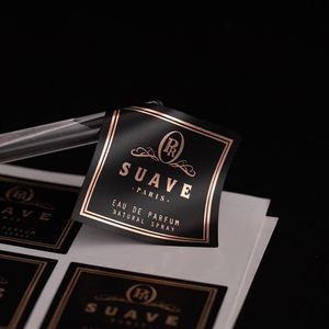 Autocollants d'emballage de produits cosmétiques en vinyle avec logo personnalisé, estampage à chaud doré, vente en gros, étiquettes adhésives imperméables - Product Image 1