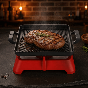 Plaque de cuisson en fonte pour steak avec réchaud à alcool, épaissie, à double poignée, rayée, pour restaurant/maison - Product Image 6