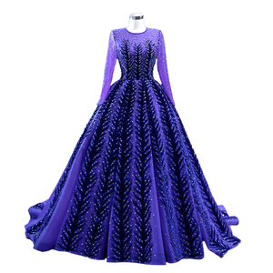 RSM222204 2022 Nouvelle robe de bal en dentelle pour femmes, robe de soirée élégante à sequins violets à manches longues - Product Image 3