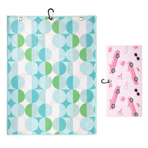 Serviettes de golf personnalisées OEM 2 pièces/ensemble avec clips, serviettes de golf en microfibre gaufrée avec anse à œillet - Product Image 1
