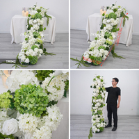 Künstliche Blumen-Girlande, Künstliche Weiß-Grüne Seiden-Hortensien und Pflanzen-Dekoration für Luxuriöse Hochzeiten