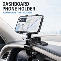 Soporte para Teléfono de Coche con Abrazadera de Resorte para Salpicadero, Rotación 360°, Plegable, Soporte de Navegación con Agarre de Cuatro Esquinas para Visualización HUD