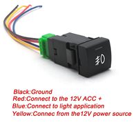 Interrupteur à bouton poussoir 12V avec LED bleue, feux antibrouillard, barre lumineuse LED, interrupteur à bouton poussoir pour Toyota Camry Corolla (22,8 x 22,5 mm)
