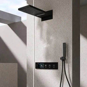 Simple Style Big Top Digital Display Spray Shower Set 2 Function Bathroom Brass Shower Set