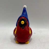 Oiseau rouge en céramique peint à la main avec lumière led