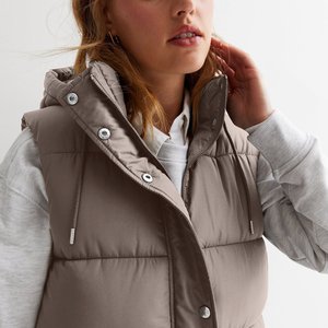 Gilet matelassé léger pour <span class=keywords><strong>femme</strong></span> avec logo personnalisé, veste courte d'hiver sans manches, gilet fin ajusté à col montant, fermeture éclair intégrale, vêtement d'extérieur - Product Image 5