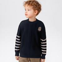 Pull en tricot à col rond pour enfants - Style preppy, doux et facile d'entretien, mélange d'acrylique, pull pour enfants pour l'automne et l'hiver