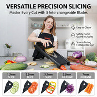 Premium verstelbare mandoline-snijmachine professionele groentesnijder met 5 verwisselbare messen voor de keuken