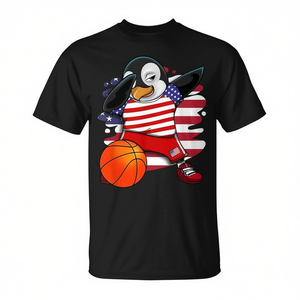 T-shirt de basket-ball Dabbing Penguin Usa Flag pour les fans - Product Image 2