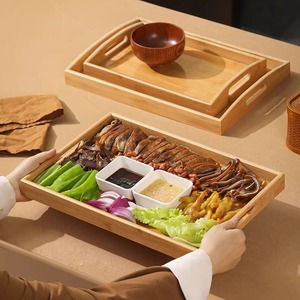 Bamboo Serving Tray Rectangular With Handles Restaurant Use Meat <b>Barbecue</b> Platter - Product Image 4
