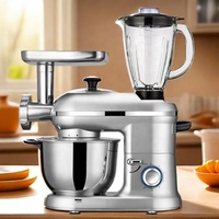 Robot culinaire électrique multifonction 5-en-1 1500W avec bol mélangeur en acier inoxydable de 5,5L, crochet pétrisseur et design à tête inclinable