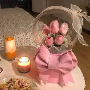 RM-Rosas en caja de bolas acrílicas para el Día de San Valentín, rosas preservadas para boda, caja de regalo