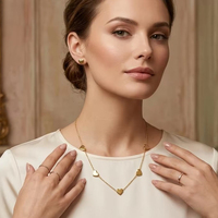 Ensemble collier et boucles d'oreilles Miou unisexe en acier inoxydable plaqué or 18 carats avec pierre naturelle géométrique tendance en forme de cœur, bijoux de mode