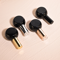 Bouteille cosmétique en verre vide ronde de 30 ml pour vernis à ongles, gel noir et couche de finition, avec couvercle et pinceau – Vente en gros