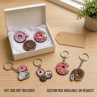 Porte-clés en PVC personnalisés avec logo, breloques donuts mignonnes de dessin animé, vente en gros, cadeau promotionnel, souvenir, cadeau de fête