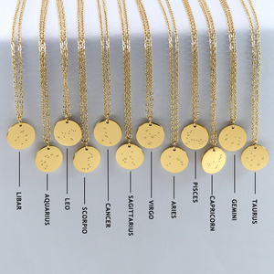 2025 <strong>Necklaces</strong> 18k Gold Plated Disc Engraved Horoscope Astrology <strong>Gemini</strong> Zodiac Sign Dainty <strong>Necklace</strong> for Women and Girls Birthday - Product Image 2
