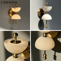 Applique murale de luxe en albâtre pour chambre à coucher, lampe décorative moderne en cuivre et marbre espagnol, éclairage mural LED
