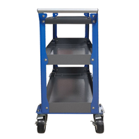 Chariot à outils professionnel bleu en acier à 3 étagères avec roues, chariot à outils OEM, boîte de rangement industrielle